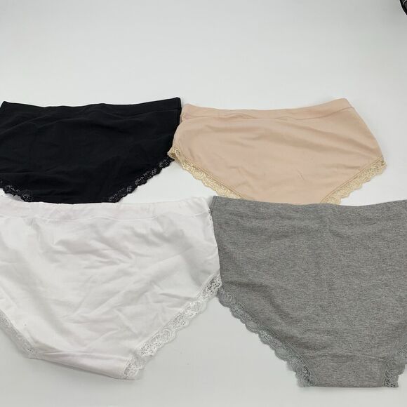 New Pack of 4 Cotton Blend Full Bottom Briefs Underwear XL Womens Nude Black - Picture 6 of 8